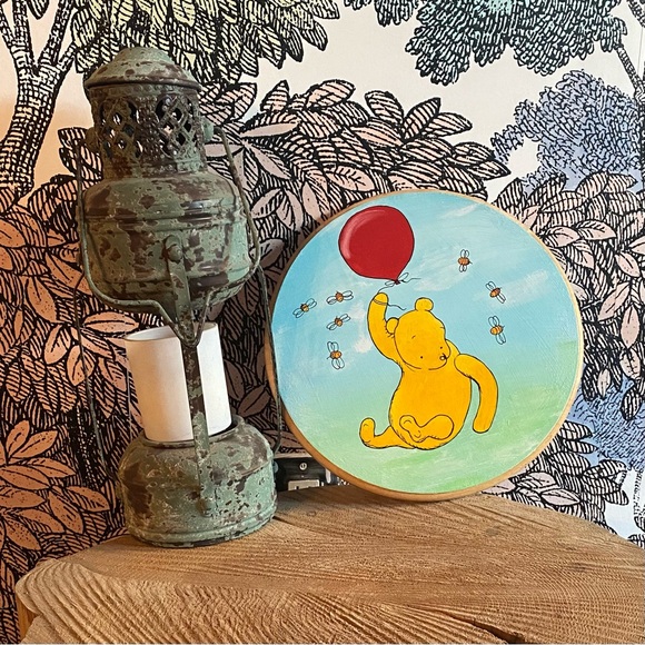 Hand Painted Acrylic Winnie The Pooh Flying Through the Sky Baby Shower, Disney - Picture 5 of 9